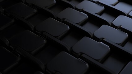 Obraz premium Abstract Black Weave Pattern with Deep Shadows and Smooth Surfaces, Modern Tech-Inspired Black Woven Texture with Sleek Reflections