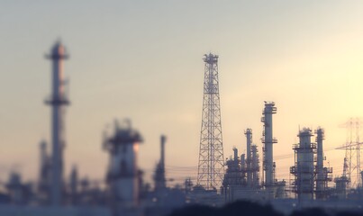 Obraz premium Industrial plant against a twilight sky