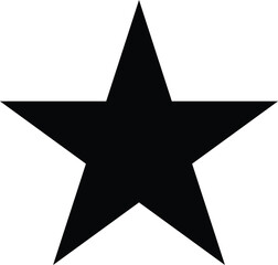 A solid black five pointed star shape isolated on white background
