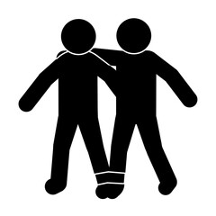 運動会の二人三脚をする二人組のピクトグラム