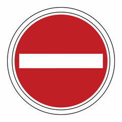 Fototapeta premium Red circle white bar traffic sign prohibition