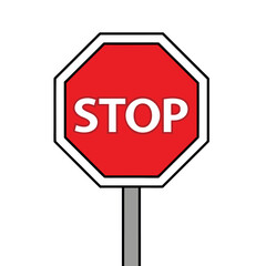Obraz premium Red octagonal stop sign with white lettering traffic control