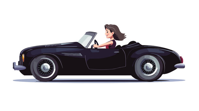 black convertible car with woman driving clip art preview