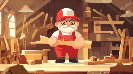 Creative Cartoon Illustration of Poland Flag on Wooden Texture