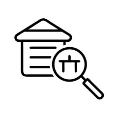 House inspection outline with magnifying glass icon design  