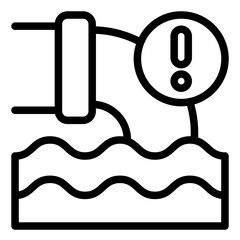 water pollution outline icon for ocean waste and sea damage alert