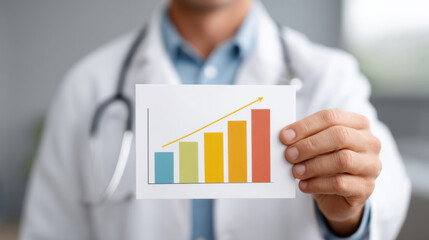 Male doctor presenting growth chart: professional healthcare analysis