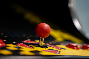 Close up of nostalgic arcade joystick controller.