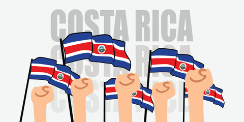 hand with flag of the Costa Rica or Costa Rica independence day vector illustration of Costa Rica flag with gray background banner or greeting card