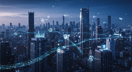 Smart City Technology A Futuristic Urban Landscape with Data Visualization