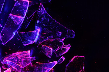 Colorful Abstract Background of Shattered Glass with Vibrant Lighting