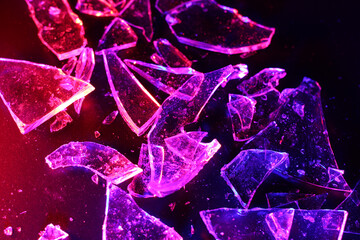 Colorful Abstract Background of Shattered Glass with Vibrant Lighting