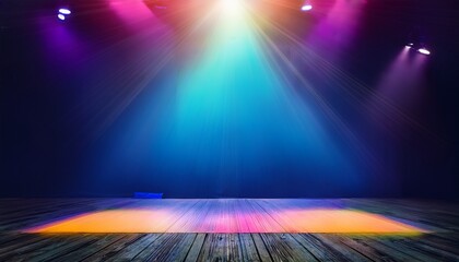 empty stage with colorful light photography studio indoor scene