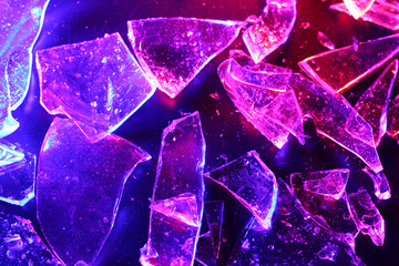 Colorful Abstract Background of Shattered Glass with Vibrant Lighting