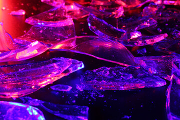 Colorful Abstract Background of Shattered Glass with Vibrant Lighting