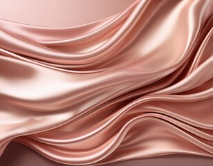 rose gold silk wavy fabric background with copy space generative ai