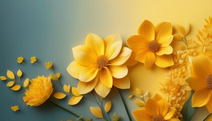 beautifully colored flowers yellow very beautiful creative banner copyspace image