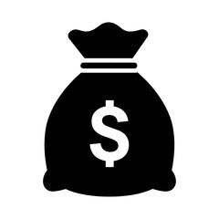 Vector art of a black silhouette of a money bag with a dollar sign