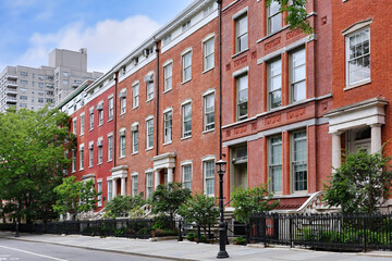 Historic early 1800s townhouses near Washington Square, New York City