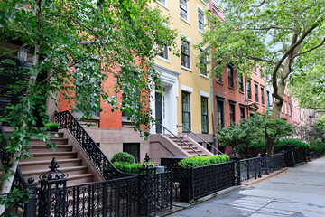 Greenwich Village in New York City, row of luxury townhouses built in the 1840s