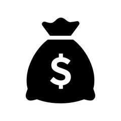 Vector art of a black silhouette of a money bag with a dollar sign