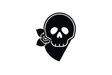 dead skull rose vector icon