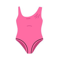 Minimal pink one-piece swimsuit on white background. Ideal for fashion, swimwear collections, and summer design.