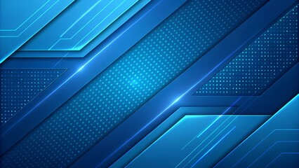 Modern Blue Abstract Background with Geometric Shapes and Halftone Pattern