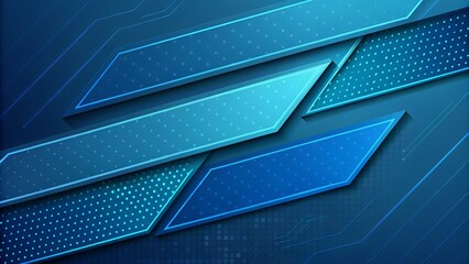 Abstract Blue Background with Overlapping Layers and Dotted Pattern