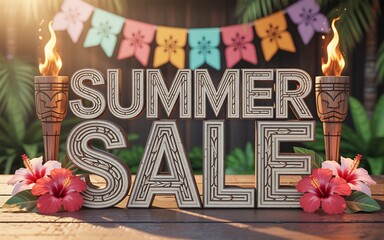 Summer sale deals and discounts on tropical vacation packages and floral prints for a limited time