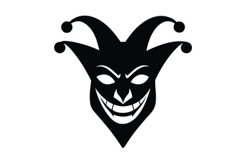 evil jester mask vector icon