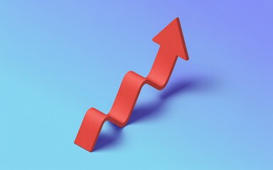 Red arrow rising trend upward growth chart business success financial increase stock market graph
