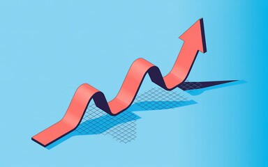Stock market growth chart arrow up business investment financial success indicator analysis