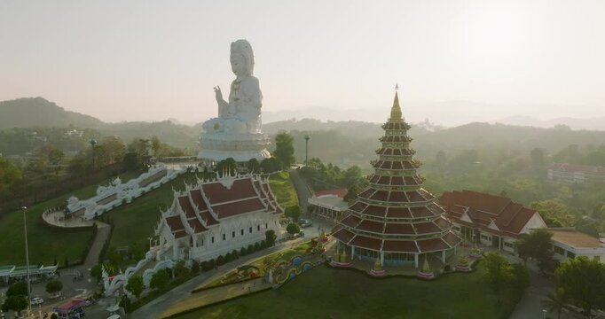 Aerial view of wat huay pla kang temple, Thailand.