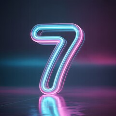 Stylized glowing neon number 7 with dynamic light trails on a dark futuristic background, perfect for digital, countdown, tech, and gaming themes with vibrant effects – Generative AI.
