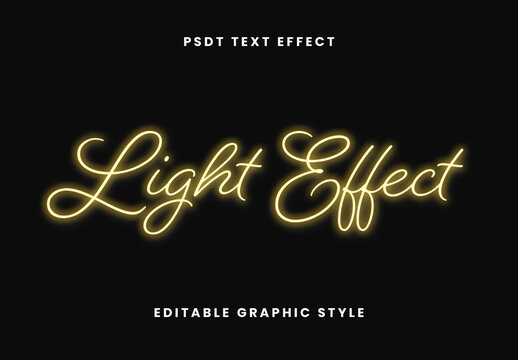 Yellow Neon Glow Elegant Script Font Light Cursive Text Effect
