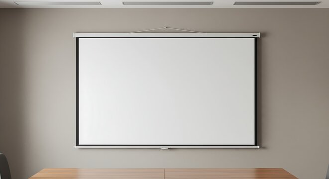 Empty projection screen in a modern meeting room, ready for presentation