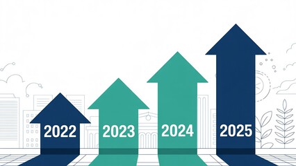 Growth forecast from 2022 to 2025 business strategy and financial planning concept vector art