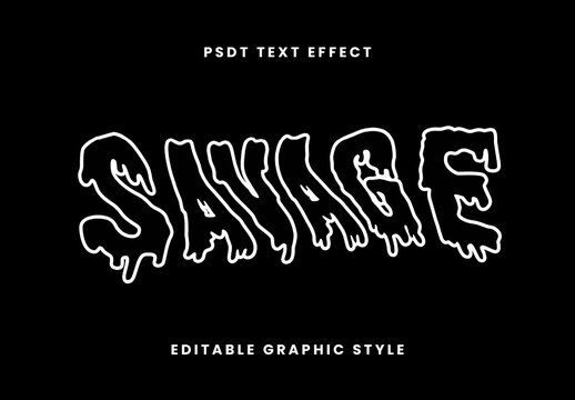 Black And White Gooey Outline Font Melting Drip Liquid Text Effect