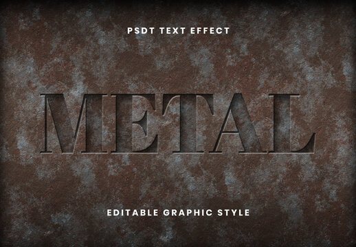 Gray And Brown Metal Steel Letterpress Font Engraved Rusty Text Effect