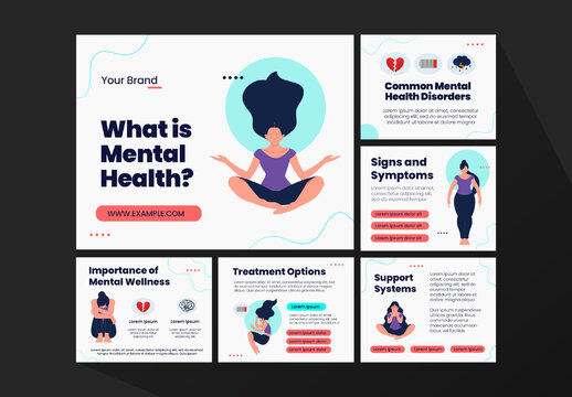 White And Blue Mental Health Disorders Wellness Awareness Presentation