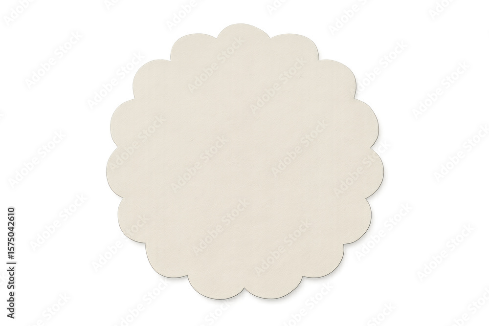 Aufkleber blank round paper with scalloped edge, isolated on transparent background, providing copy space for 
