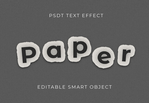 Black And Grey Paper Torn Font Cutout Craft Text Effect