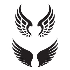 Fototapeta premium Set of Black Wing Silhouettes – Vector Wing Design for Tattoos, Logos, Stickers, and Graphic Art