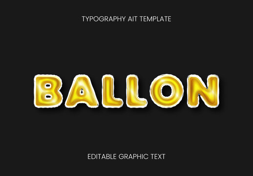 Gold And Silver Balloon Shiny Font Glossy Inflated Text Effect