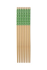 Set of wooden chopsticks with green patterned handles, ideal for Asian dining, sushi restaurants, and contemporary kitchen collections