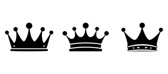 Crown Icon Set, Crown Silhouette Set, vector illustration