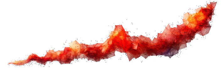 Dynamic watercolor smoke effect.  Transparent PNG. Abstract red and orange ink swirl on white background for creative design and digital art overlays.