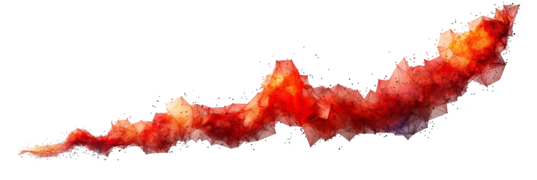 Dynamic watercolor smoke effect, Abstract red and orange ink swirl on white background for creative design and digital art overlays. Isolated on transparent background, png