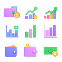 Colorful financial icons represent growth and spending in a modern, simplified style.